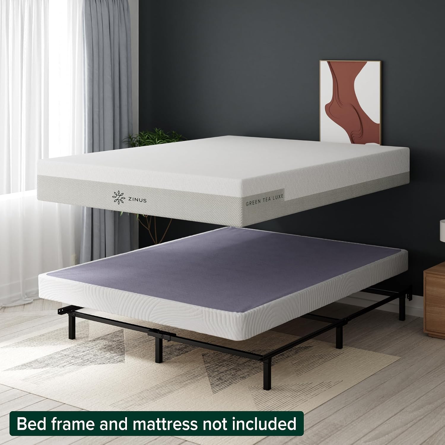 Zinus Edgar 4 Inch Bamboo Box Spring, Mattress Foundation, Sturdy Bamboo Structure, Low Profile, Easy Assembly, Full