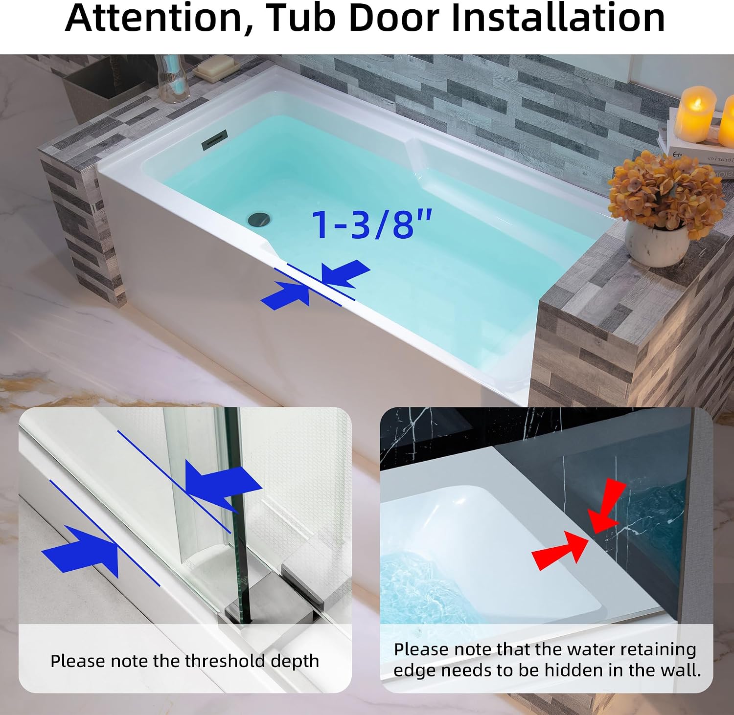WOODBRIDGE 60' Acrylic Rectangular Alcove Soaking Bathtub in White with Left Drain, Matte Black pop-UP Drain Included BA6030L
