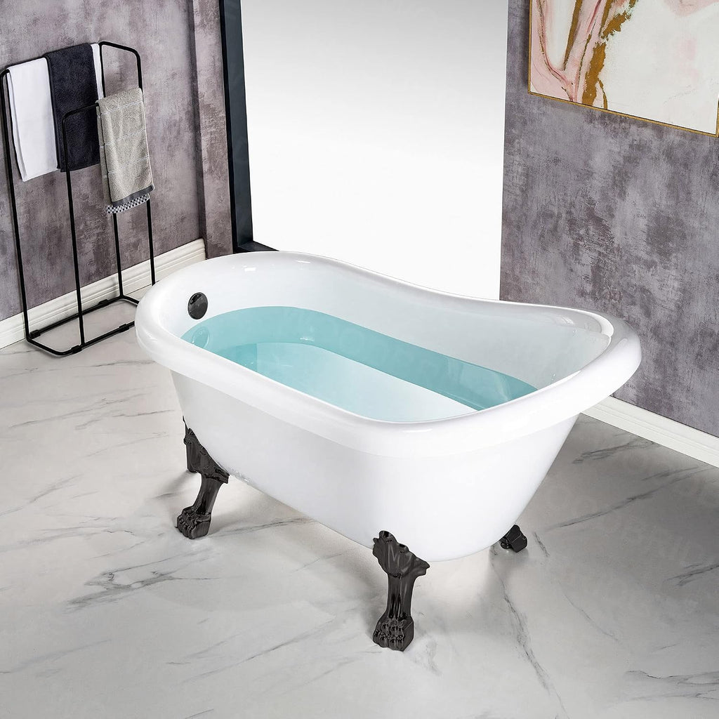 WOODBRIDGE 54' Heavy Duty Acrylic Slipper Clawfoot Bath Tub with ORB Feet + ORB Drain &Overflow