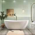 73' Premium Solid Surface Freestanding Bathtub, Contemporary Design Stand Alone Stone Resin Tub with Overflow and Pop-up Drain, Matte White