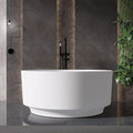 49'' Round Soaking Bathtub Resin Stone Freestanding Bathtub Soaking Deep Tub Solid Surface Bathtub with Overflow and Pop-up drain in White