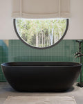 CASAINC 69' Free Standing Tub, Oval-Shaped Stone Resin Freestanding Bathtub Matte Black Solid Surface Soaking Tub with Drain, Drain Hose & Sanding Paper