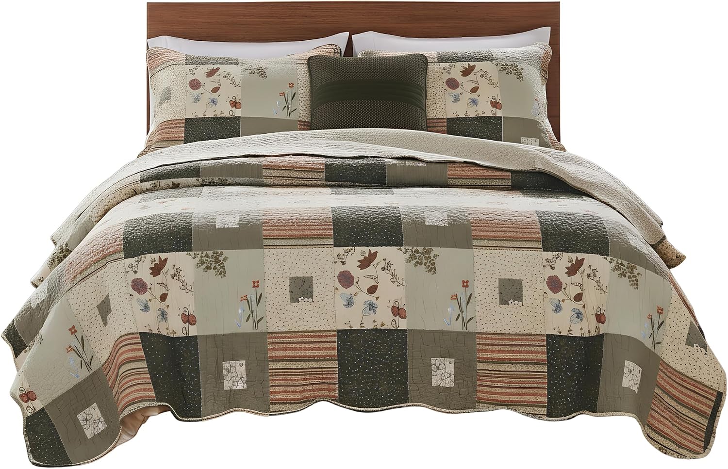 Greenland Home Sedona 100% Cotton Quilt Set, King (5 Piece), Gray