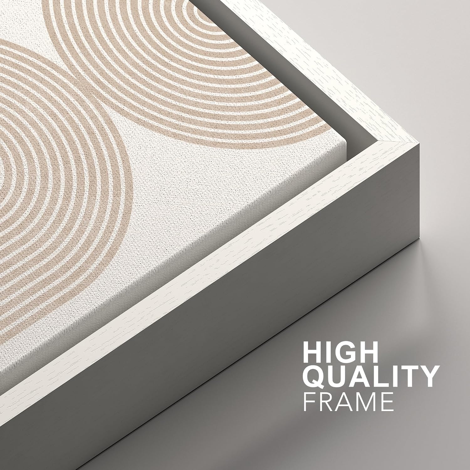 SIGNFORD Framed Canvas Print Wall Art Set Beige & White Duotone Geometric Spiral Polygons Abstract Shapes Illustrations Modern Art Decorative Minimalist Relax/Cozy for Bedroom - 24'x36'x2 White
