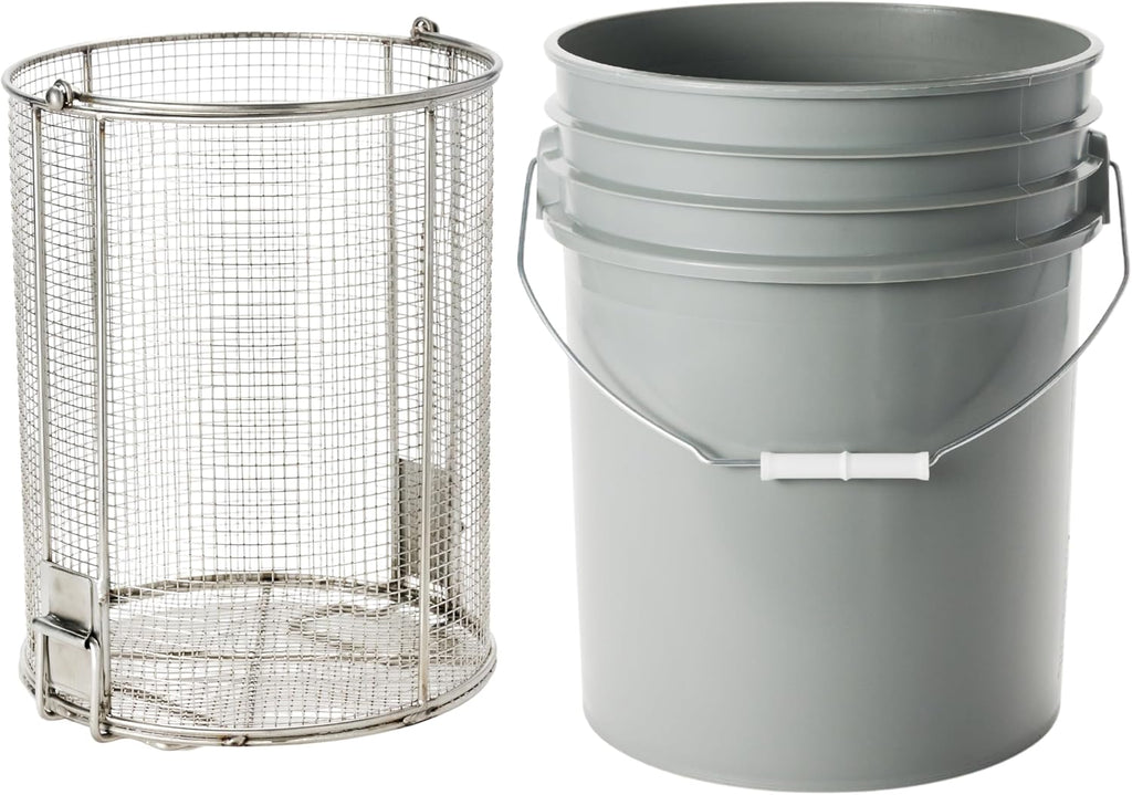 Dip N' Drain – Stainless Steel Part Cleaning Strainer Basket for 5-Gallon Buckets (Bucket Included) | 1/4″ Mesh, Swing Handle, Perfect for Mechanics, Auto Parts, Garage, Shop & Home Workshop Cleaning