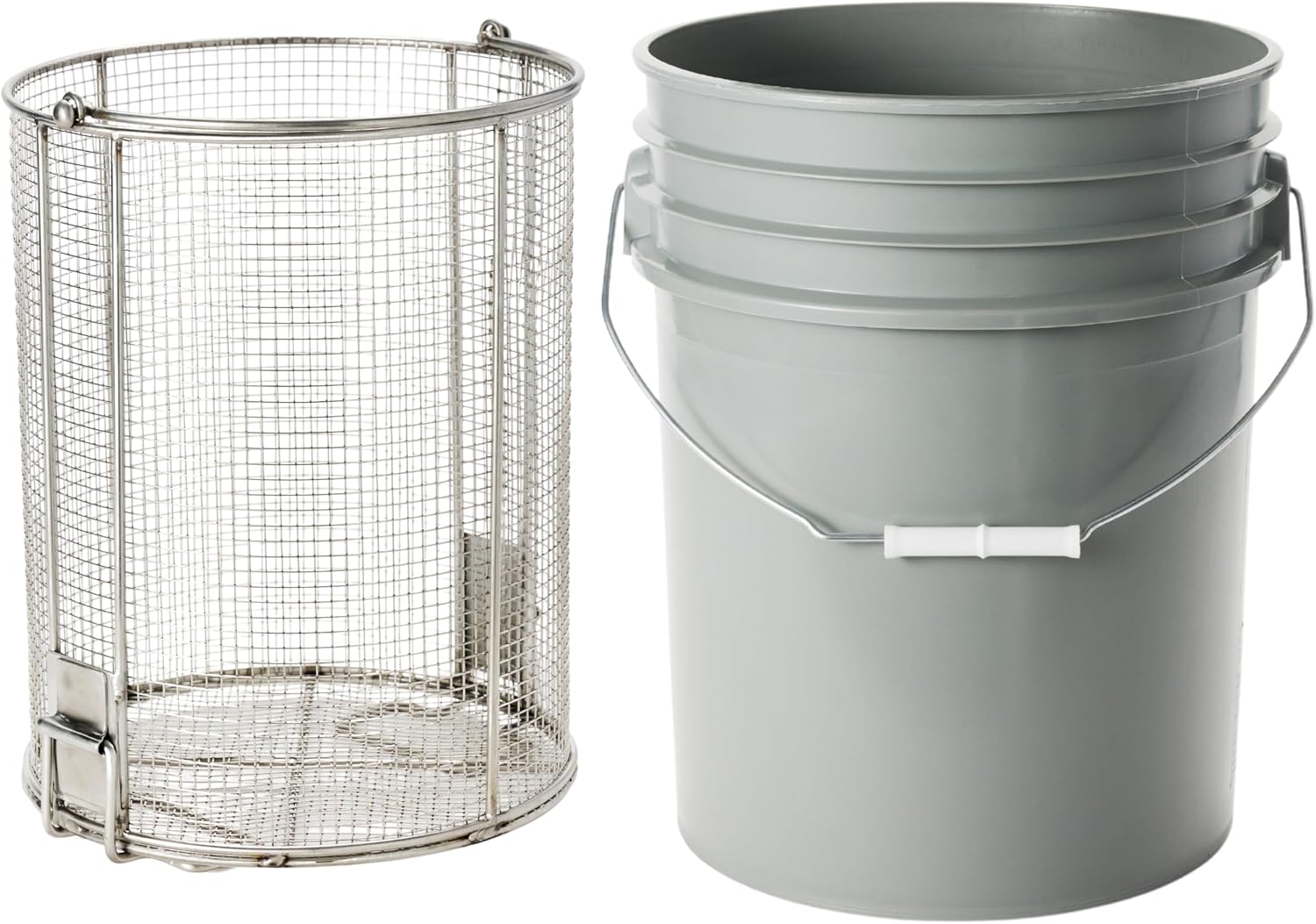 Dip N' Drain – Stainless Steel Part Cleaning Strainer Basket for 5-Gallon Buckets (Bucket Included) | 1/4″ Mesh, Swing Handle, Perfect for Mechanics, Auto Parts, Garage, Shop & Home Workshop Cleaning