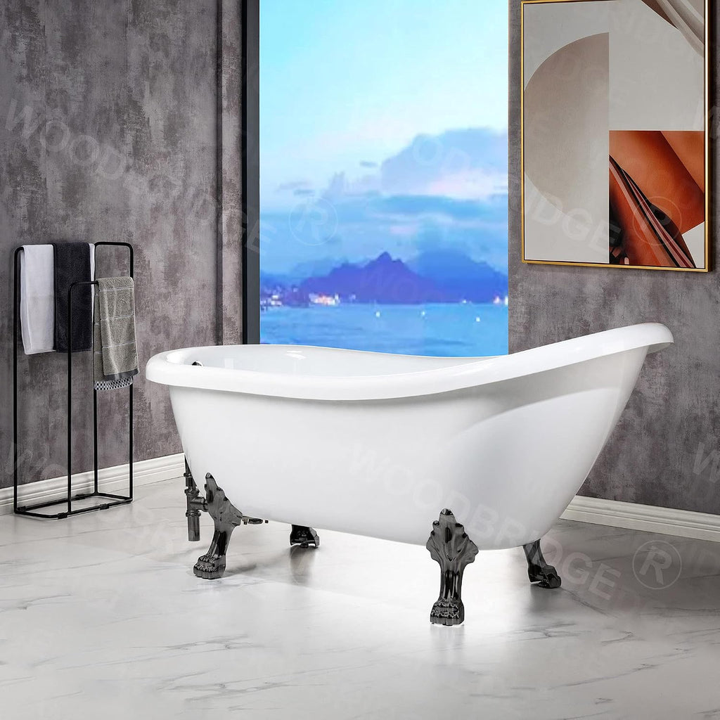 WOODBRIDGE B0023-ORB-Feet+ORB-Drain Bathtub, Oil-Rubbed Bronze
