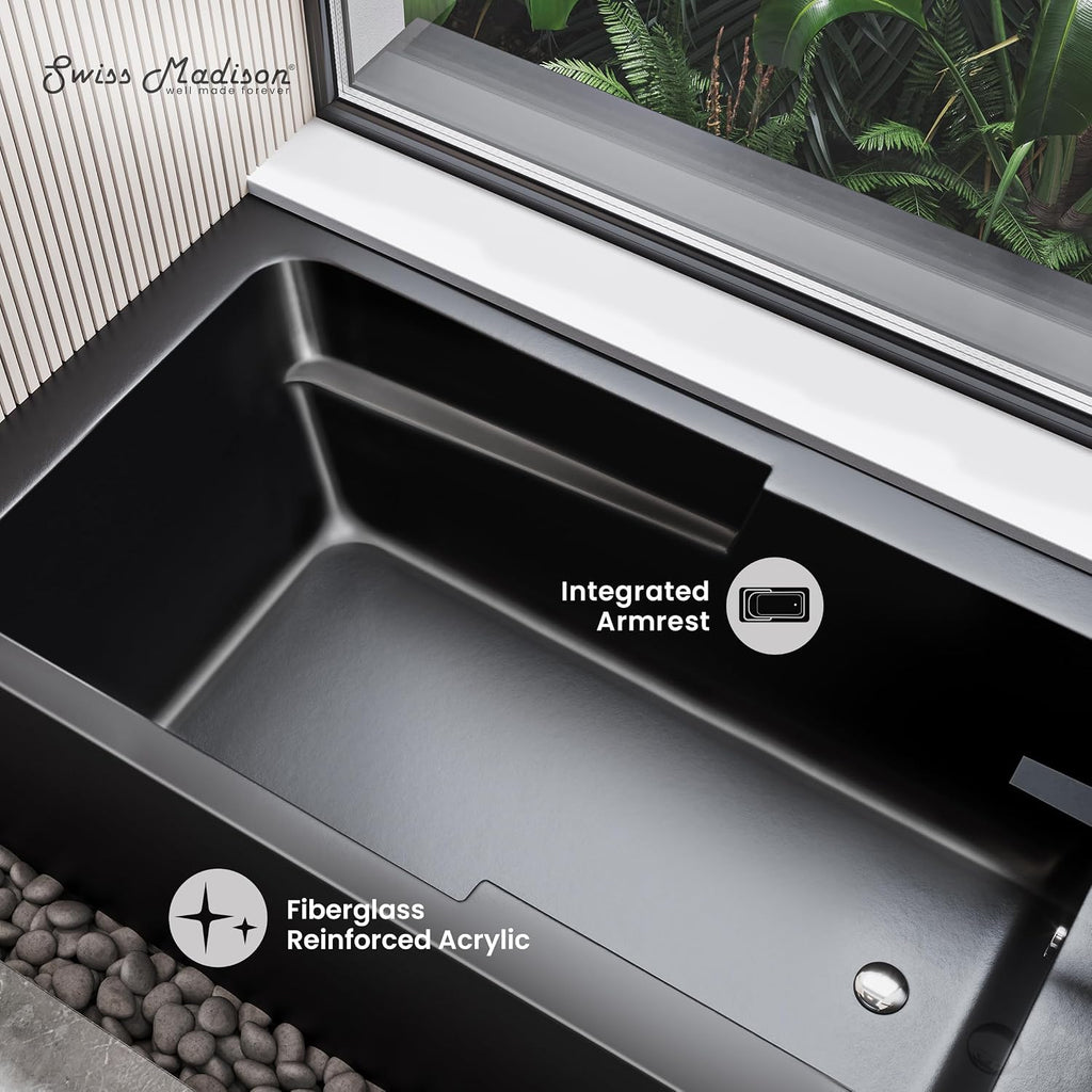 Voltaire 54' x 30' Right-Hand Drain Alcove Bathtub with Apron in Matte Black