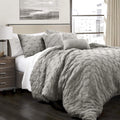 Lush Decor Ravello Pintuck Comforter Set - Luxe 5 Piece Textured Bedding Set - Traditional Glam & Farmhouse Inspired Bedroom Decor - King, Gray