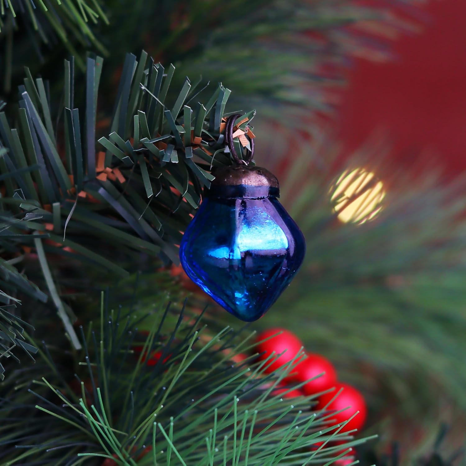IndianShelf 200 Pieces Blue Glass Vintage Christmas Ornaments Mini Bulk Decorative Ornaments for Halloween, Christmas Tree, New Year, Valentine Day, Holidays, Event and Wedding (25 * 8 Boxes)