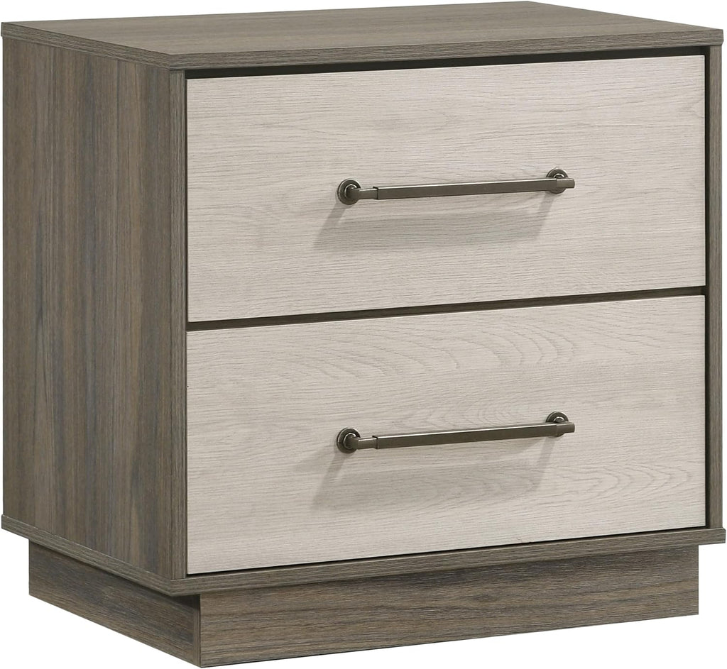 Coaster Home Furnishings Fenwick Contemporary 4-Piece Bedroom Set Queen Size Bookcase Bed Frame 48-inch Headboard Grey Oak/Almond 224981Q-S4