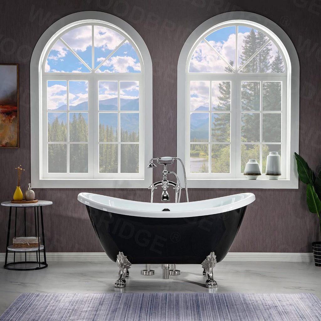WOODBRIDGE BTA1842-B/N-Feet+B/NDrain Bathtub, Brushed Nickel