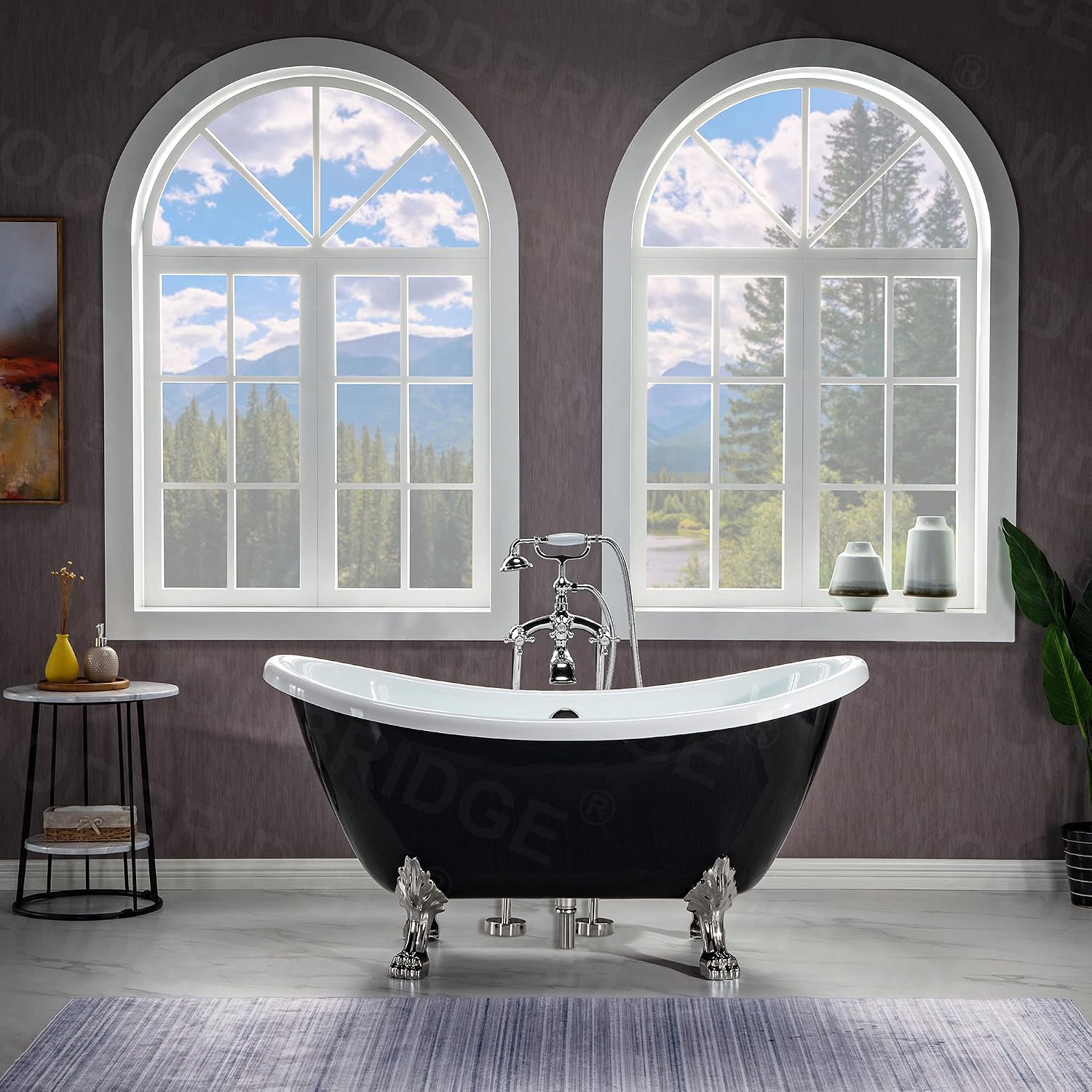 WOODBRIDGE BTA1842-B/N-Feet+B/NDrain Bathtub, Brushed Nickel