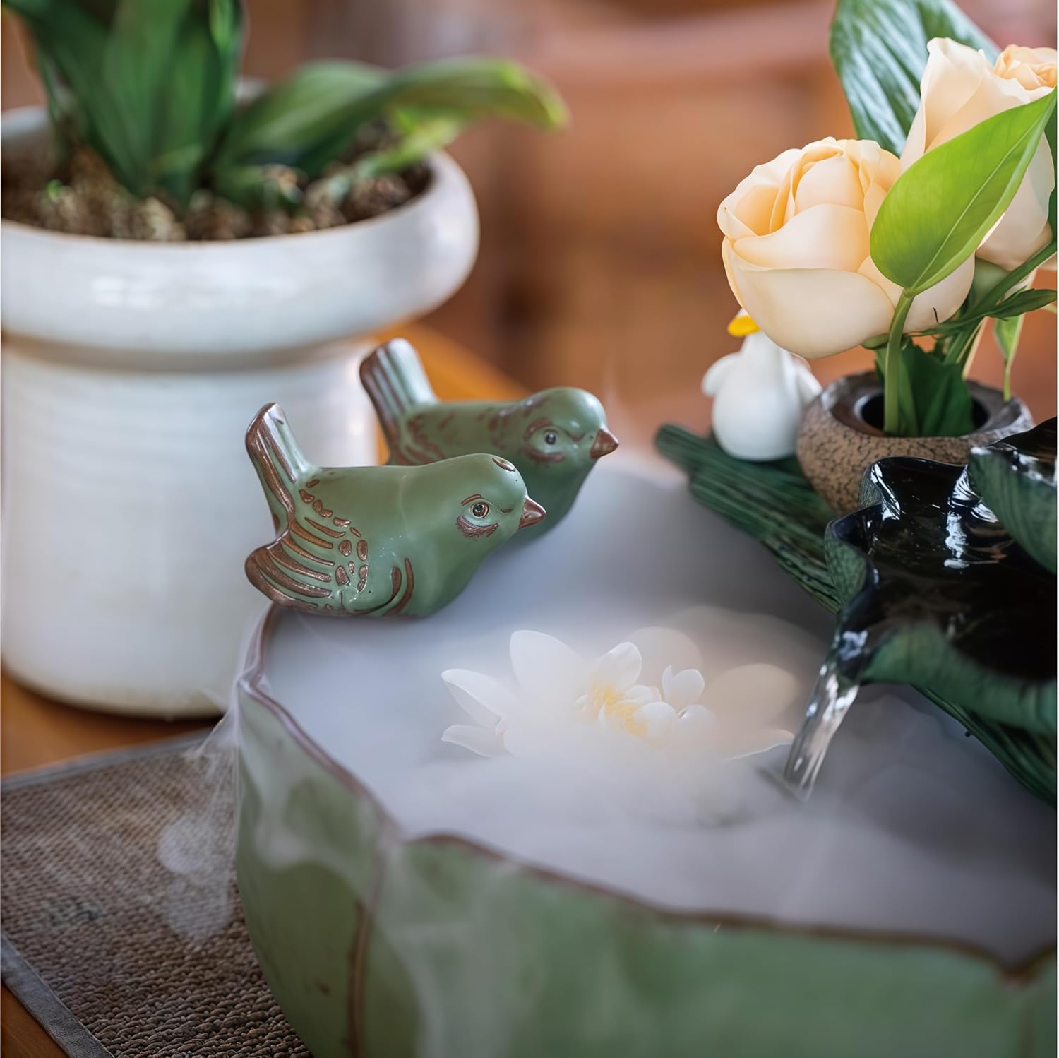 Tabletop Water Fountain Indoor - Water Fountain Decor for Meditation, Relaxation for Yoga, Study, Tea, Living Room, Office (Large with Atomization)