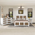 Harper & Bright Designs 4-Pieces Bedroom Sets, Queen Size Platform Bed with 2 Nightstands and A 6-Drawer Dresser, Queen Size Bedroom Set with Wooden Strip Decoration, White