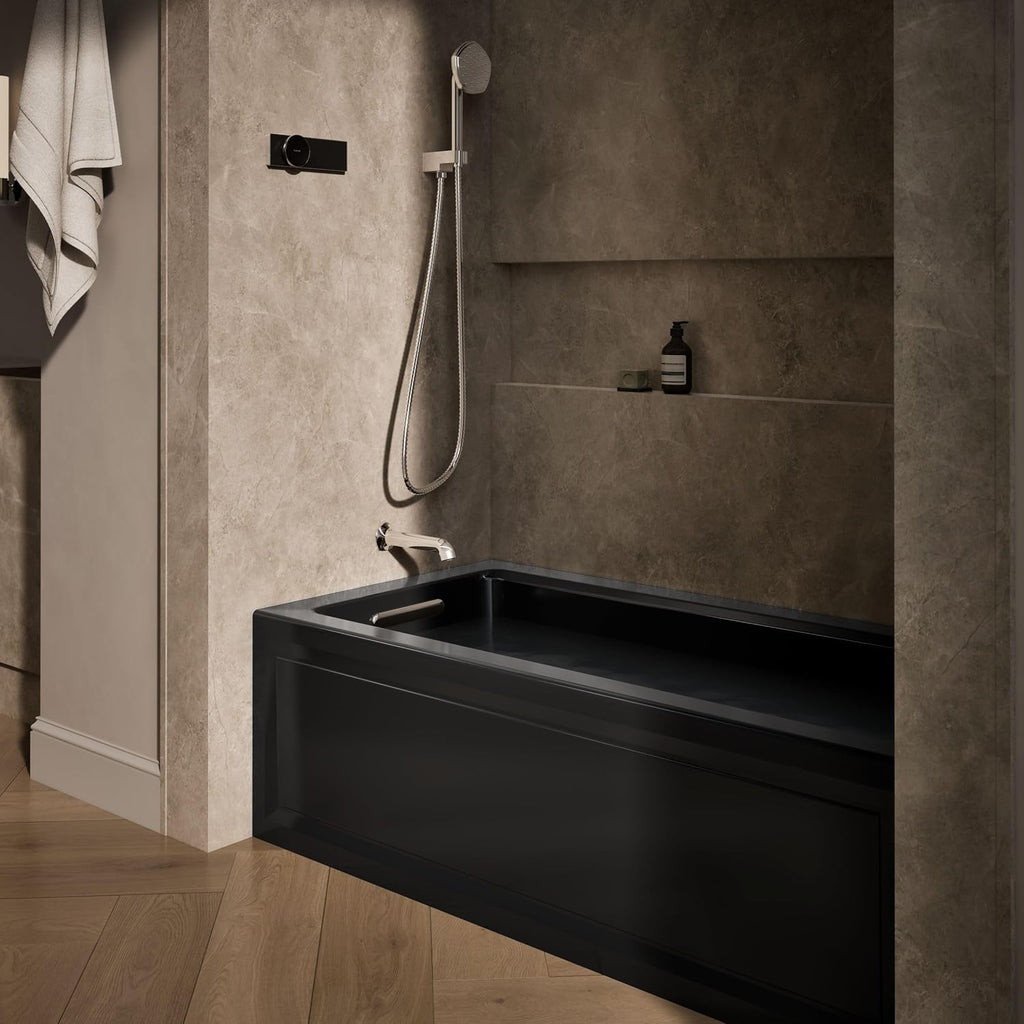 KOHLER K-1947-LA-7 Archer 60' x 30' Alcove Whirlpool with Integral Apron, Tile Flange and Left-Hand Drain, Black