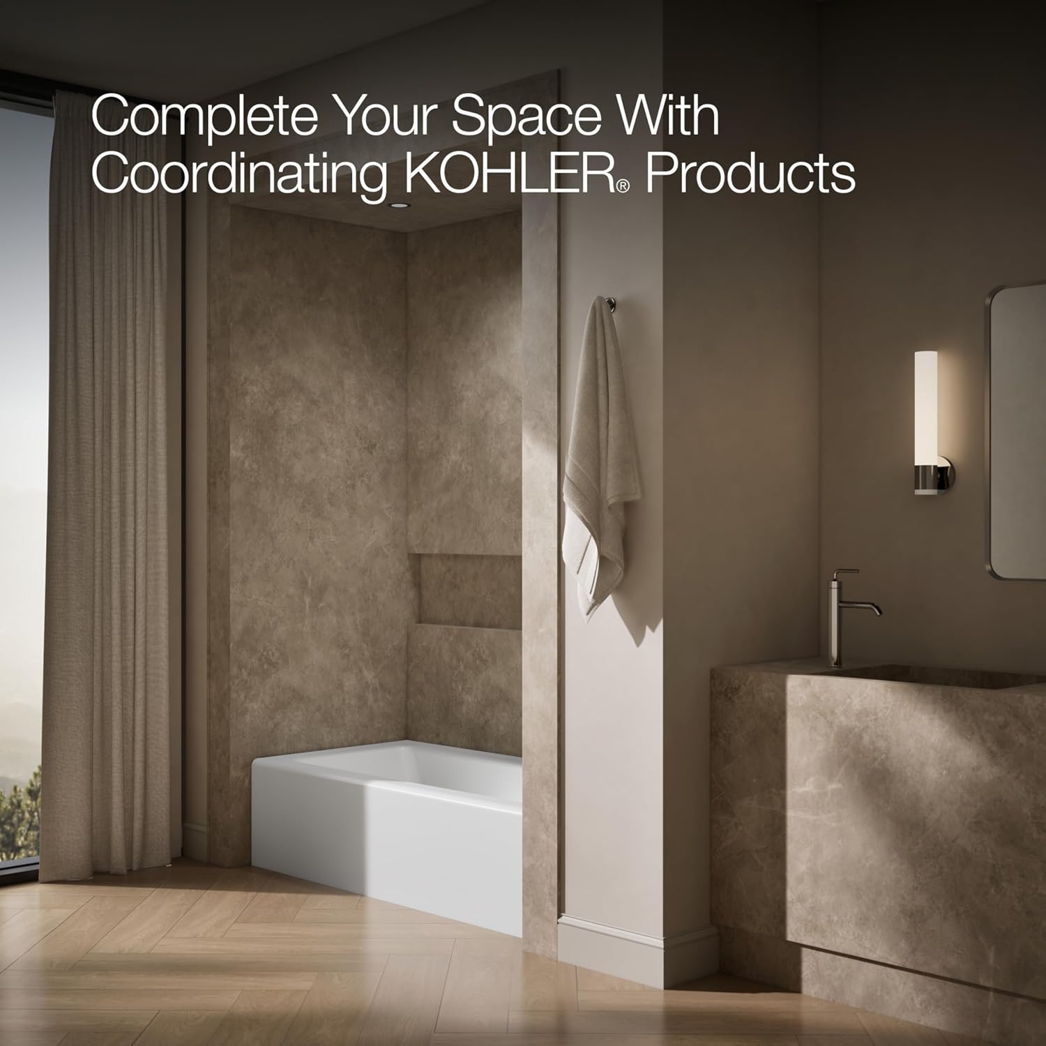 KOHLER 848-0 Bellwether 66' x 32' Cast Iron Alcove Bath with Integral Apron, Safeguard Slip-Resistant Surface, Right-Hand Drain, White