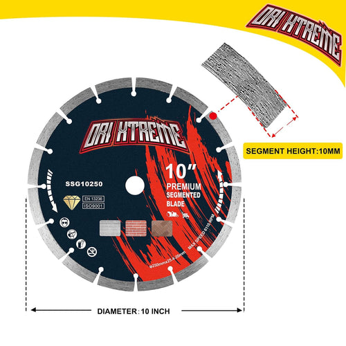 10 Inch Diamond Saw Blade 5pcs, Segmented General Purpose Blade Dry/Wet Cutting Concrete, Masonry, Brick, Block,7/8'-5/8' Arbor
