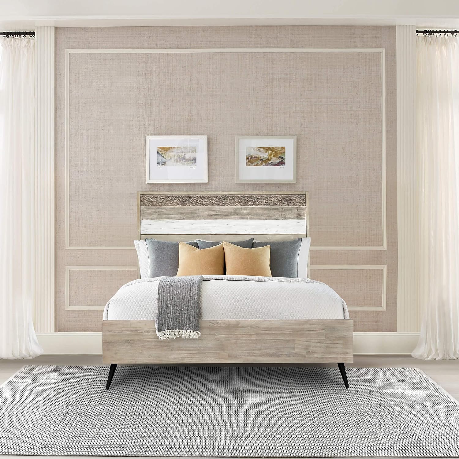 Armen Living Bridges Queen Platform Bed in Two Tone Acacia Wood