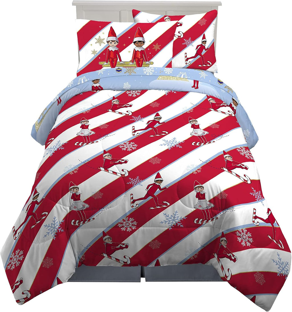 Franco Kids Bedding Soft Comforter and Sheet Set with Sham, 5 Piece Twin Size, Elf on the Shelf
