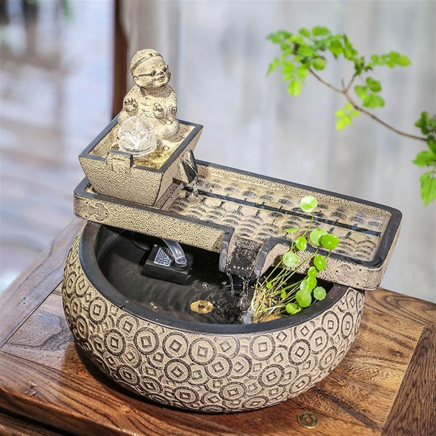 GLigeT Tabletop Fountain Desktop Fountain Water Feature Living Room Fortune Flowing Water Ornaments Front Office Desktop Decorations Water Fountain Decor