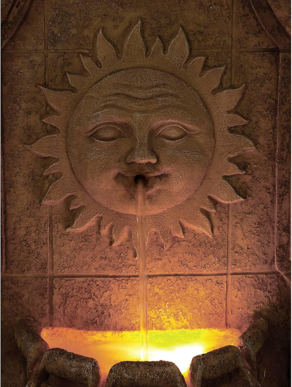 Sun Villa 37' High Large Italian Outdoor Decor Faux Stone Floor Fountain with Light LED Standing Waterfall Tiered Cascading Water Feature for Outside Garden Patio Yard Backyard Porch - John Timberland