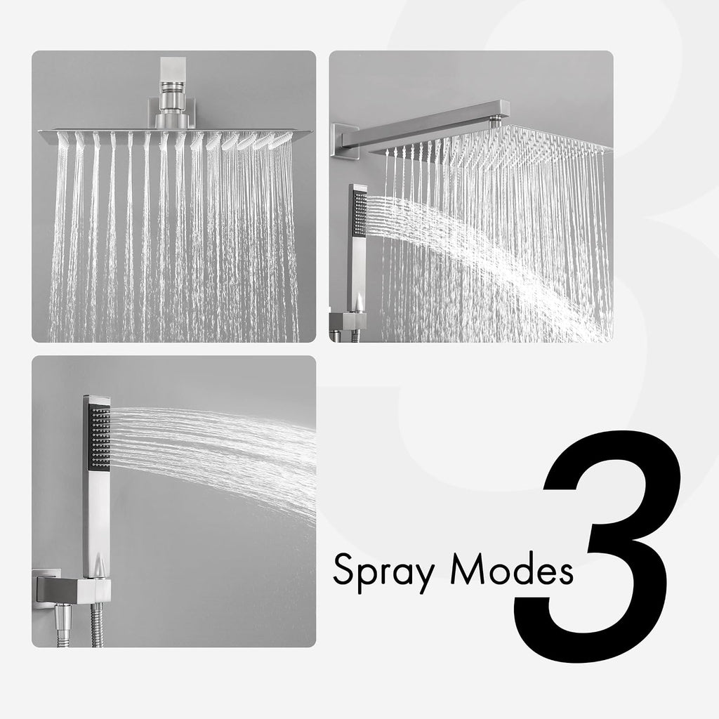 KES Shower Faucet Set & Bathroom Sink Faucet & Bathroom Sink Drain, XB6230S12-BN-UPC-NEW+L4350LF-BS-KES+S2008D-BN-TEM