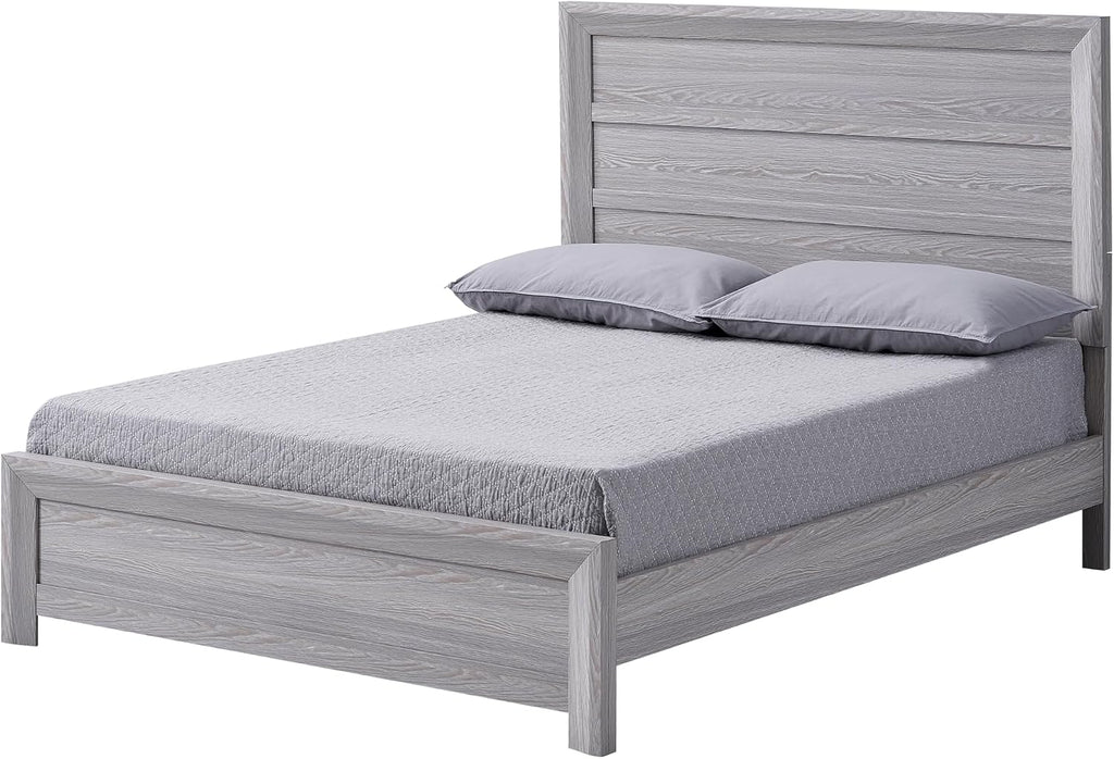 Drift Wood Grey Finish 6pc Queen Size Panel Bed Set Wooden Bedroom Furniture Contemporary