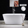 WOODBRIDGE 59' Freestanding White Acylic Soaking Bathtub with Chrome Drain and Overflow, BTA1514-C