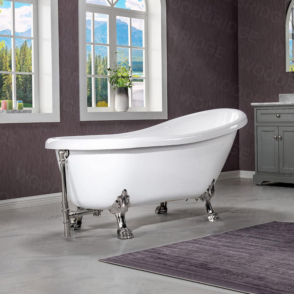 WOODBRIDGE B0023-B/N-Feet+B/NDrain Bathtub, Brushed Nickel
