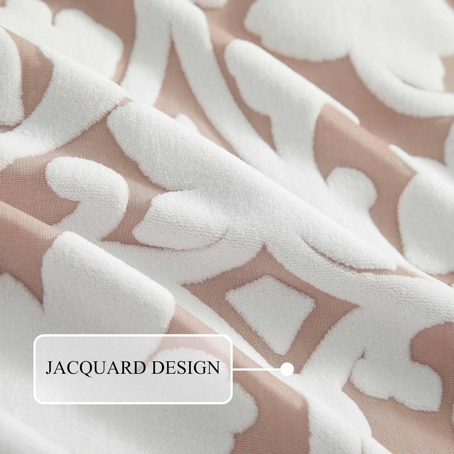 Stratford Park Floral Leaves Comforter Set, Blush California King Size Bedding, 7 Piece Jacquard Bedding Set, All Season, Matching Pillows, Shams, Bed Skirt