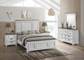 Clelane Wood Bedroom Set with Shiplap Panel Queen Bed, Dresser, Mirror, and Two Nightstands in Weathered White and Dark Gray