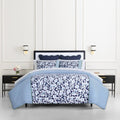 kate spade new york Anemone Field Full/Queen Comforter Set, 100% Cotton Reversible Cover, All Season 3 Piece Bedding, Machine Washable, Blue Multicolor