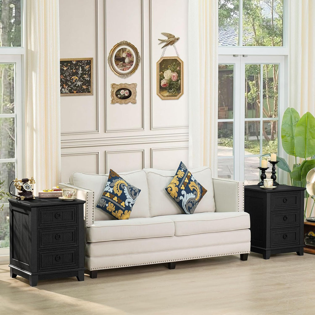 Joaxswe Farmhouse Dresser and Nightstand Sets 2 Piece, Nightstands and 6 Drawers Dressers for Bedroom, 54' Wide Dresser and 18' Inch Night Stand Set for Bedroom, Living Room, Hallway