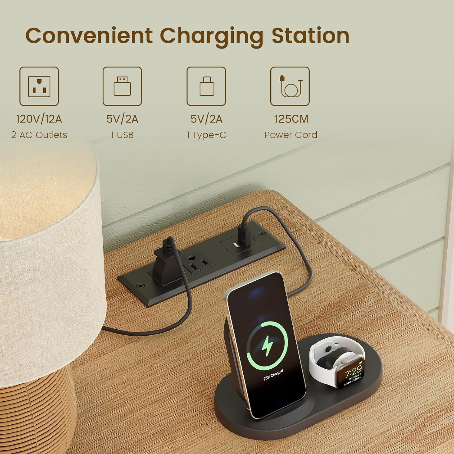 TEENFON Nightstands Set of 2 with Charging Station & LED Lights, Curved Corner Bedside Table 21.7' W, 2 Drawers & Open Shelf, USB-C & USB Ports, Natural, Storage End Table for Bedroom/Living Room