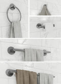 Augustine Bathroom Accessory Complete Set (Chrome), Robe Hook, Toilet Paper Holder, Towel Ring, Towel Bar (18 and 24 Inch) Wall Mount Hanger for Kitchen Accessories