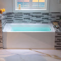 WOODBRIDGE 60' Acrylic Rectangular Alcove Soaking Bathtub in White with Right Drain, Brushed Nickel pop-up Drain Included, LB666-R