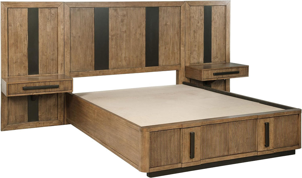 Coaster Home Furnishings Terrace Transitional 6-Piece Bedroom Set Queen Size Wall Panel Storage Bed Frame 58-inch Headboard Ash Brown 224900Q-S6P