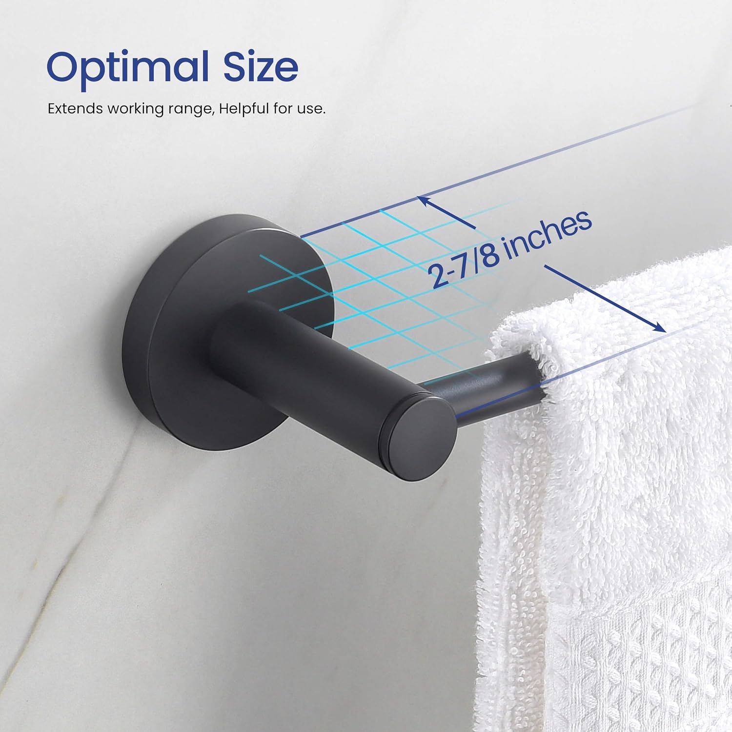 KIBI 5-Piece Bathroom Hardware Set – Wall Mounted Circular Bathroom Accessories Kit with 18 Inch Towel Bar, Towel Ring, Toilet Paper Holder & 2 Robe Hooks – Matte Black