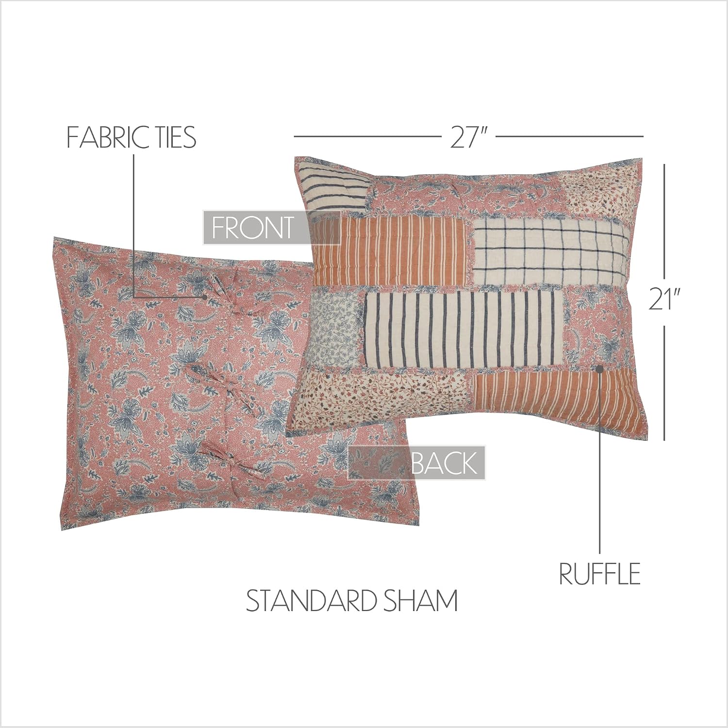 VHC Brands Kaila 5 Piece Twin Quilt Set (1 Twin Quilt, 2 Standard Shams, 2 Standard Pillowcase)