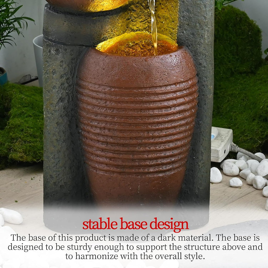 39.7''H 5-Tier Relaxing Outdoor Indoor Garden Water Fountain Decor - for Contemporary Design for Garden, Patio, Deck, Porch, Backyard and Home Art Decor Brown