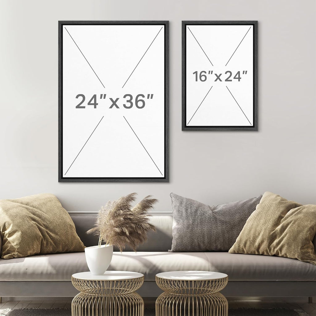 SIGNLEADER Framed Canvas Print Wall Art Set Black and Beige Abstract Shapes Modern Geometric Illustrations Boho Decorative for Living Room, Bedroom, Office - 24'x36'x3 Black