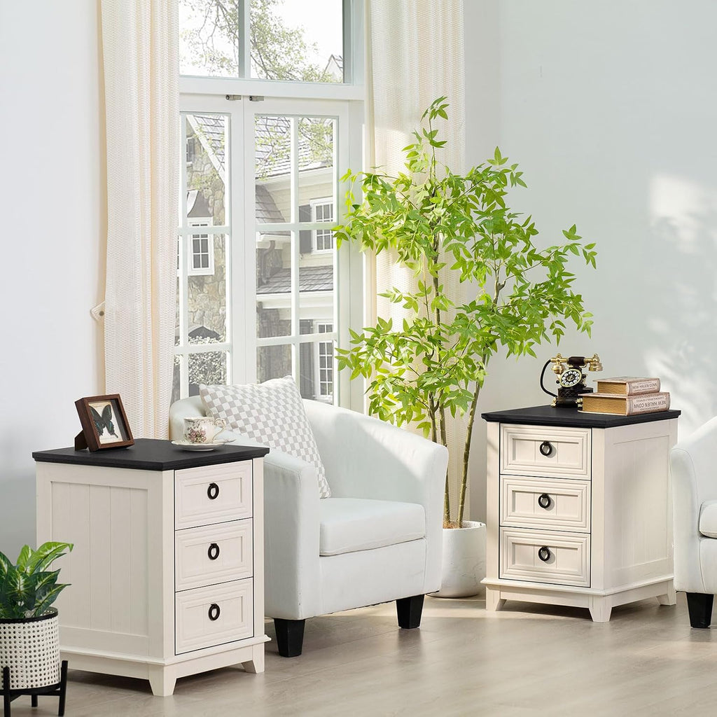 Joaxswe Farmhouse Dresser and Nightstand Sets 3 Piece, Nightstands Set of 2 and 6 Drawers Dressers for Bedroom, 54' Wide Dresser and 18' Inch Night Stand Set for Bedroom, Living Room, Hallway