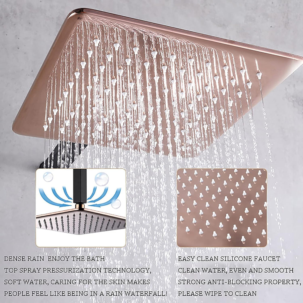 Shower System with Tub Spout 10' Square Rainfall Shower Head System with Handheld Combo Set, Wall Mounted Shower Faucet Set Complete (Color : Chrome)