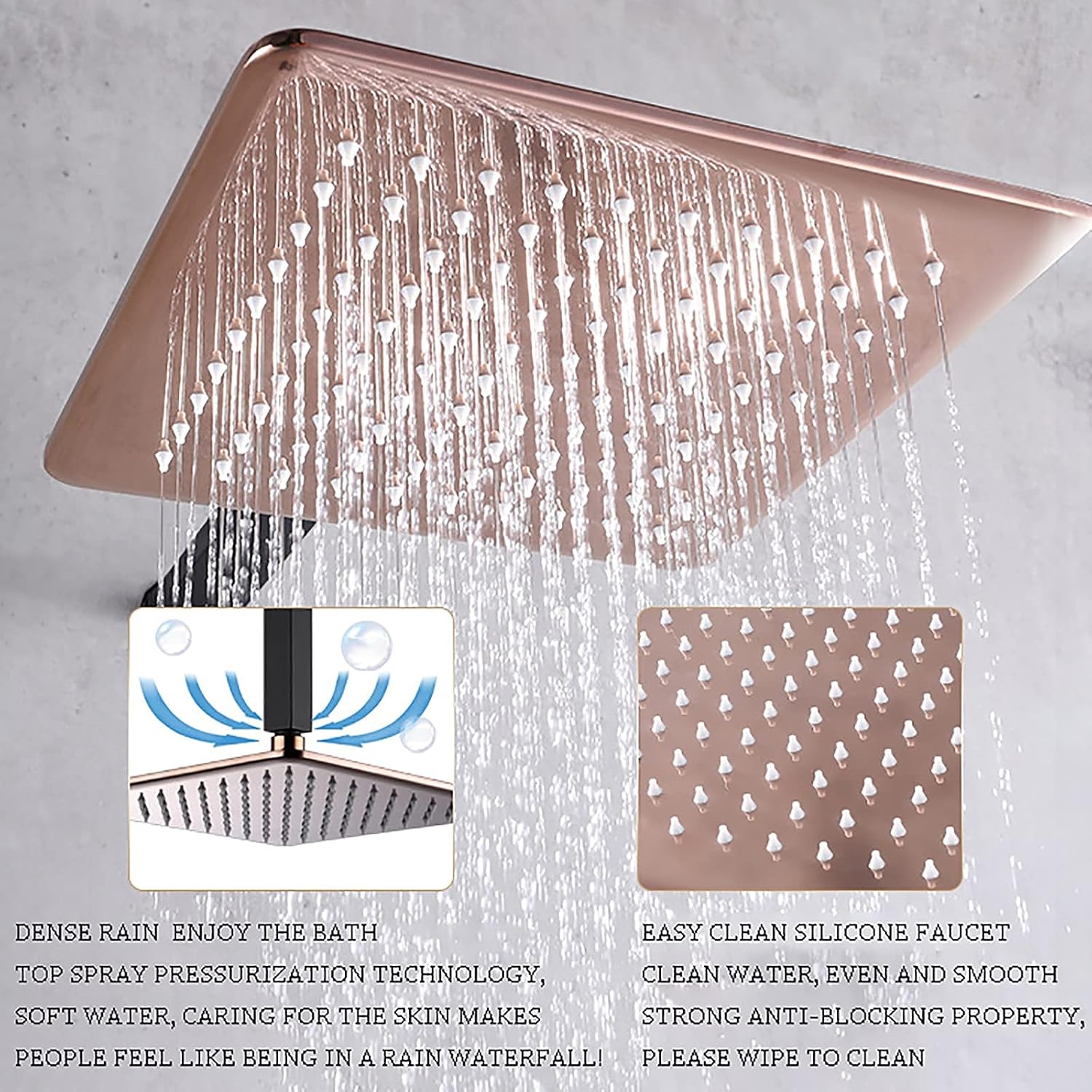 Shower System with Tub Spout 10' Square Rainfall Shower Head System with Handheld Combo Set, Wall Mounted Shower Faucet Set Complete (Color : Chrome)