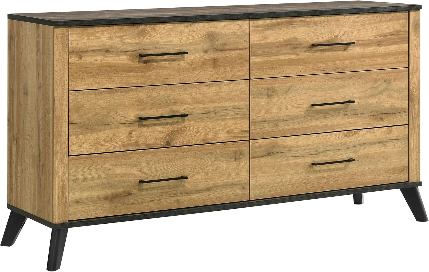 Coaster Home Furnishings Kaywood Mid-Century Modern 4-Piece Bedroom Set Queen Size Panel Bed Frame 52-inch Headboard Weathered Brown and Natural Pine 225001Q-S4