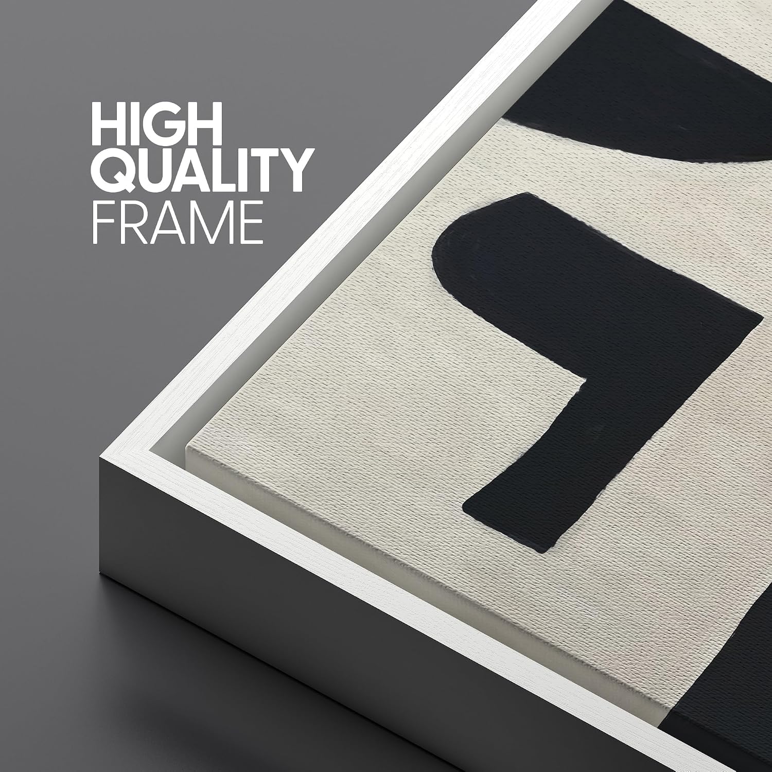 SIGNLEADER Framed Canvas Print Wall Art Set Black and Beige Abstract Shapes Modern Geometric Illustrations Boho Decorative for Living Room, Bedroom, Office - 16'x24'x3 White