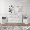 Tradare 3 Pcs Farmhouse Dresser and Nightstand Sets for Bedroom, 6 Drawer Dresser & Nightstand Set of 2, Rustic Wooden Chest of Drawers Wide Storage Organizer for Bedroom, White