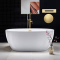 WOODBRIDGE 59'Freestanding White Acylic Soaking Bathtub with Brushed Gold Drain and Overflow,BTA1518 -BG-Drain &O