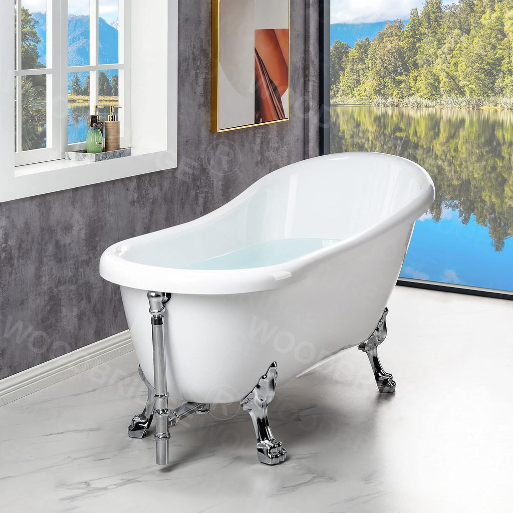 WOODBRIDGE B0023-C-Feet+C-Drain Bathtub, Chrome